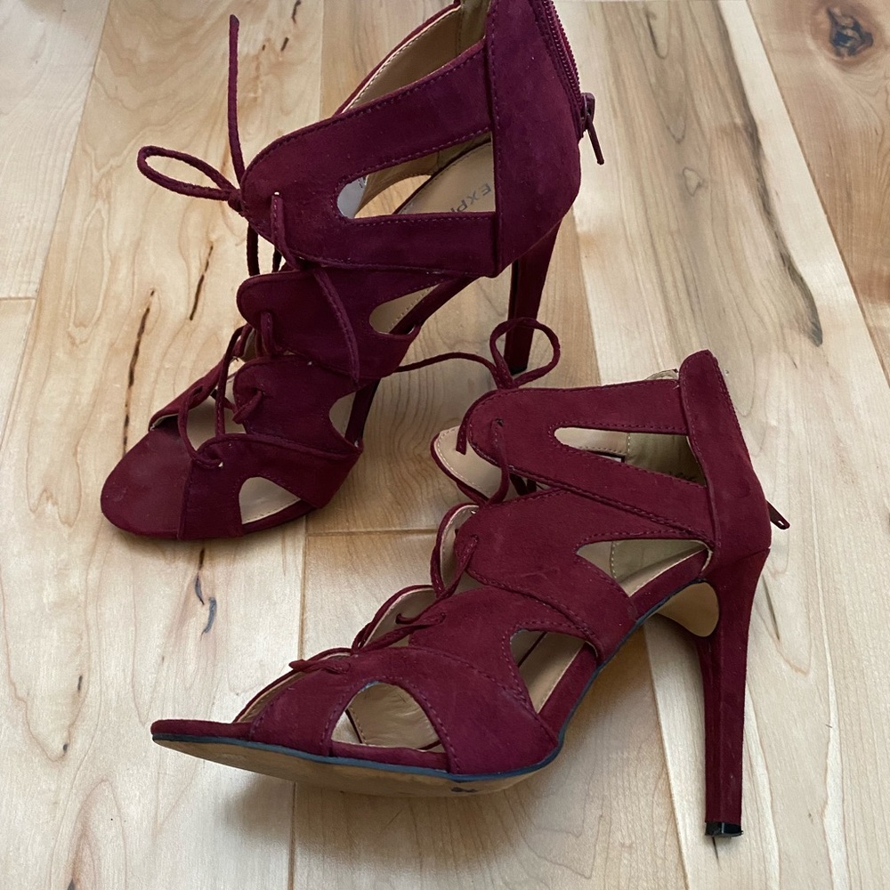 Maroon Tie-Up Heels